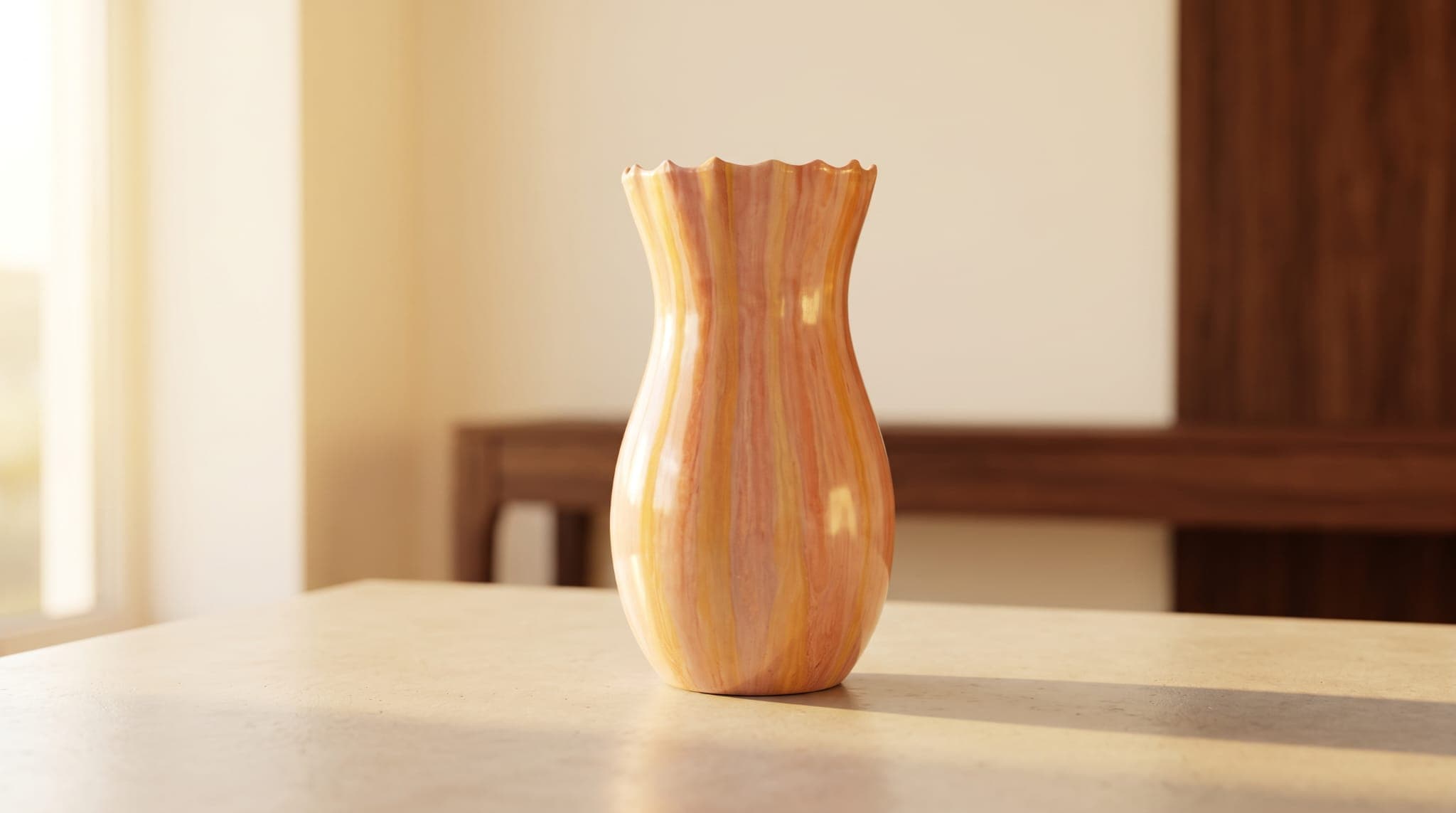 Sunset swirl flower Resin & Glass vase