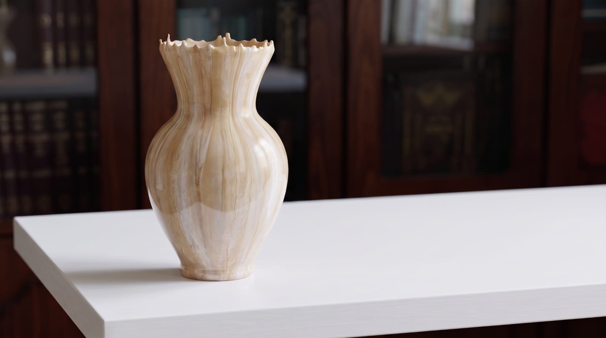 Organic tones marbled Resin & Glass vase
