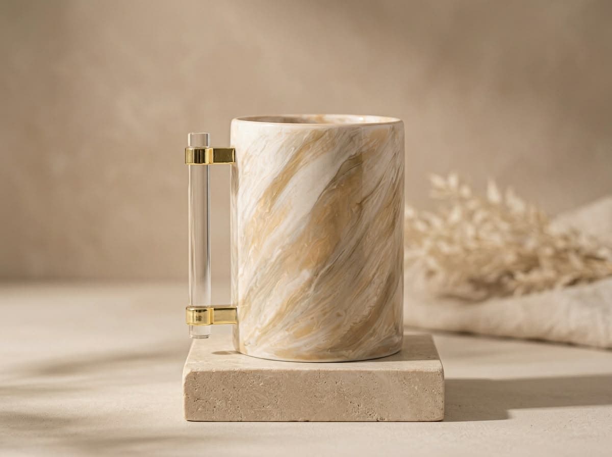 Warm amber and cream Netilat Yadaim cup