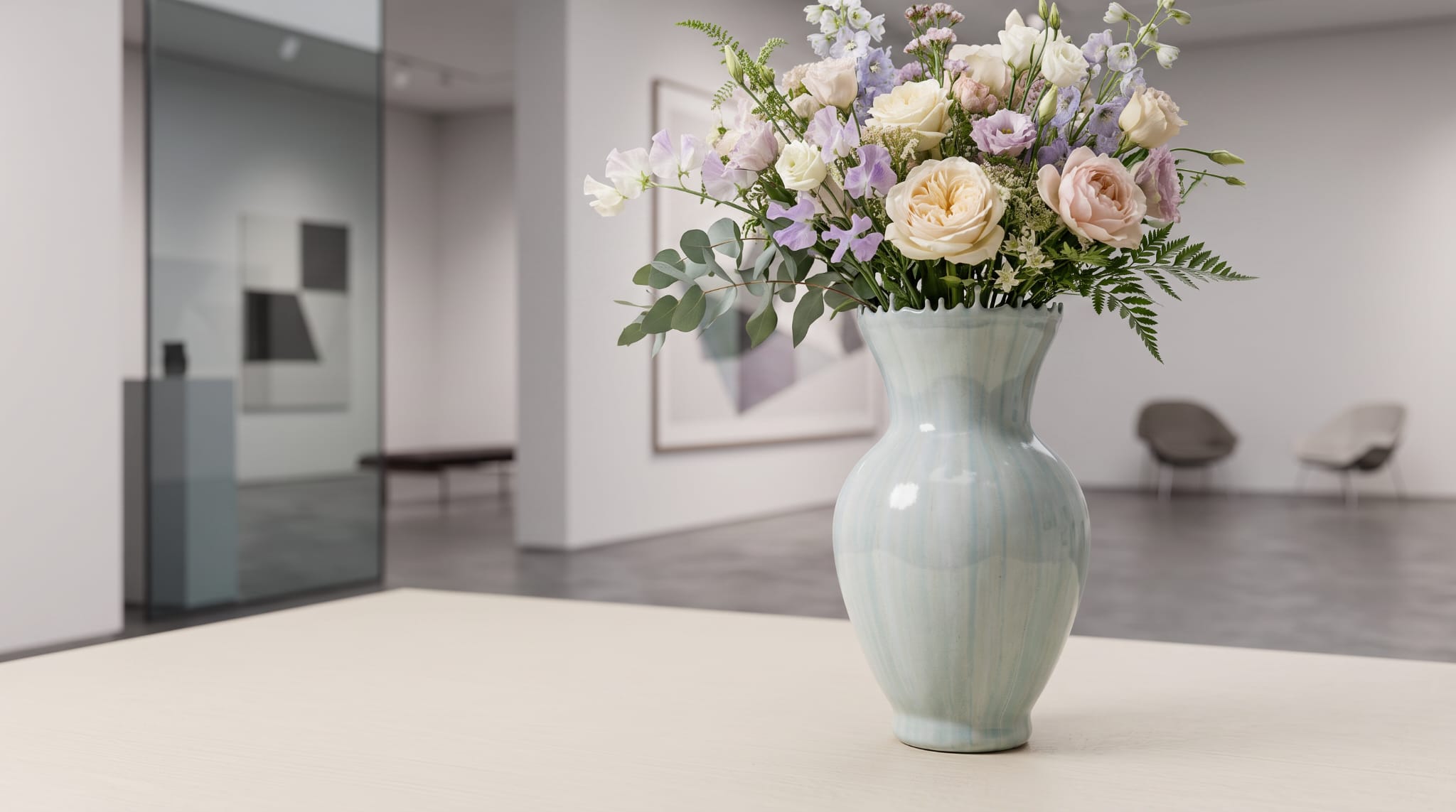 Mint marble Resin & Glass vase
