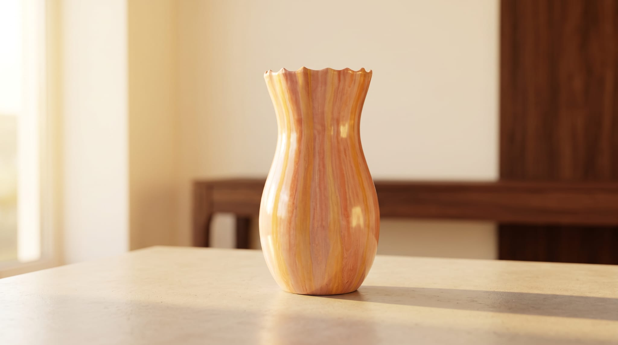 Sunset swirl flower Resin & Glass vase