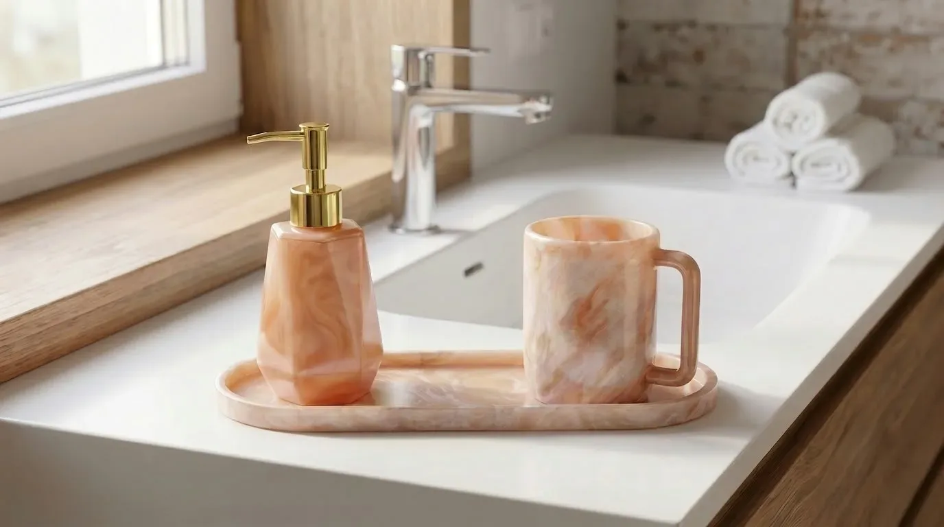 Champagne Cream marbled netilat yadaim set