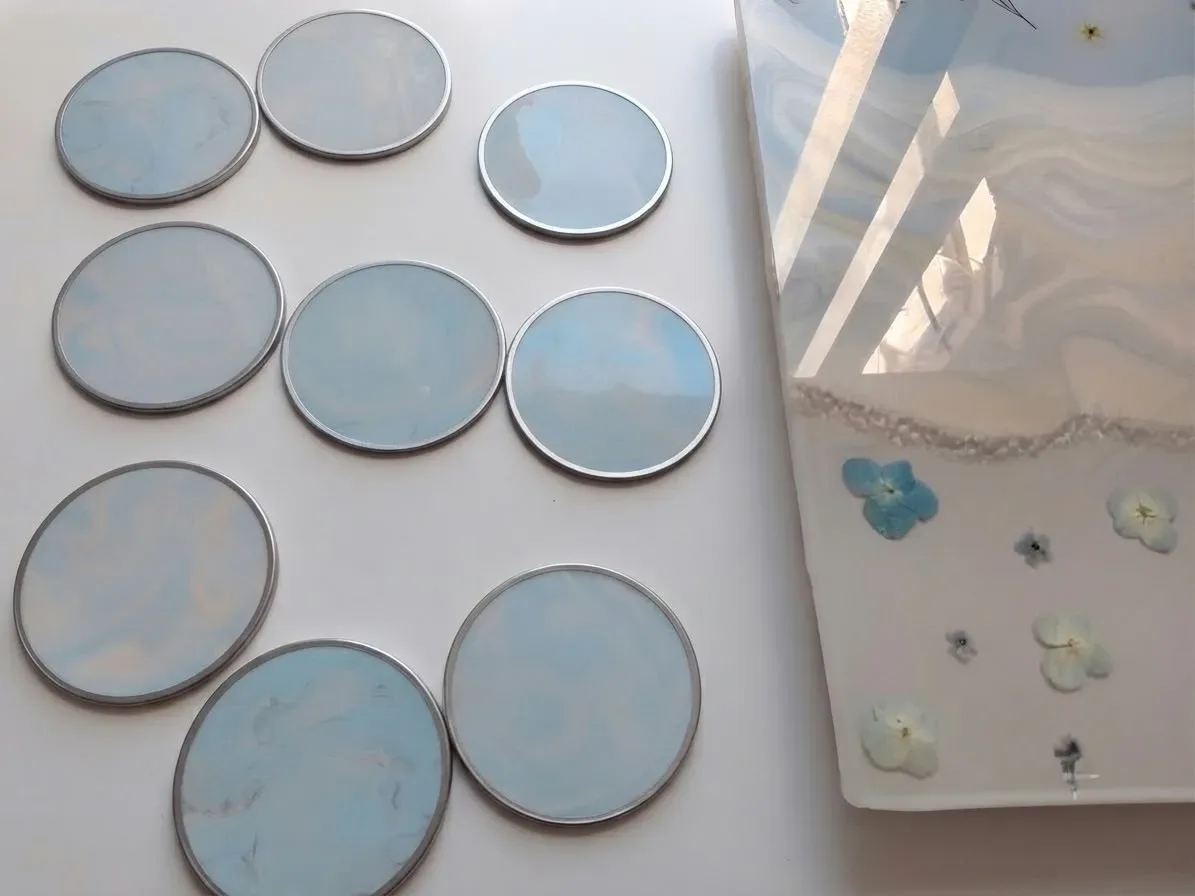 Serene Sky Resin Coaster Set